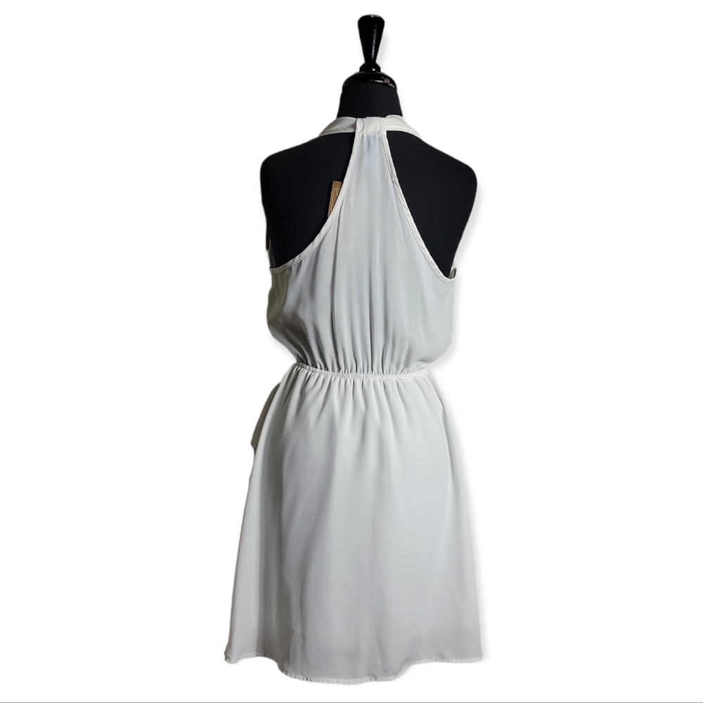 Francesca's ruffle v neck racerback sleeveless white dress size large - Picture 2 of 7
